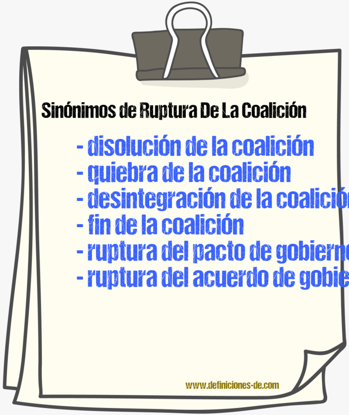 Sinónimos de ruptura de la coalición