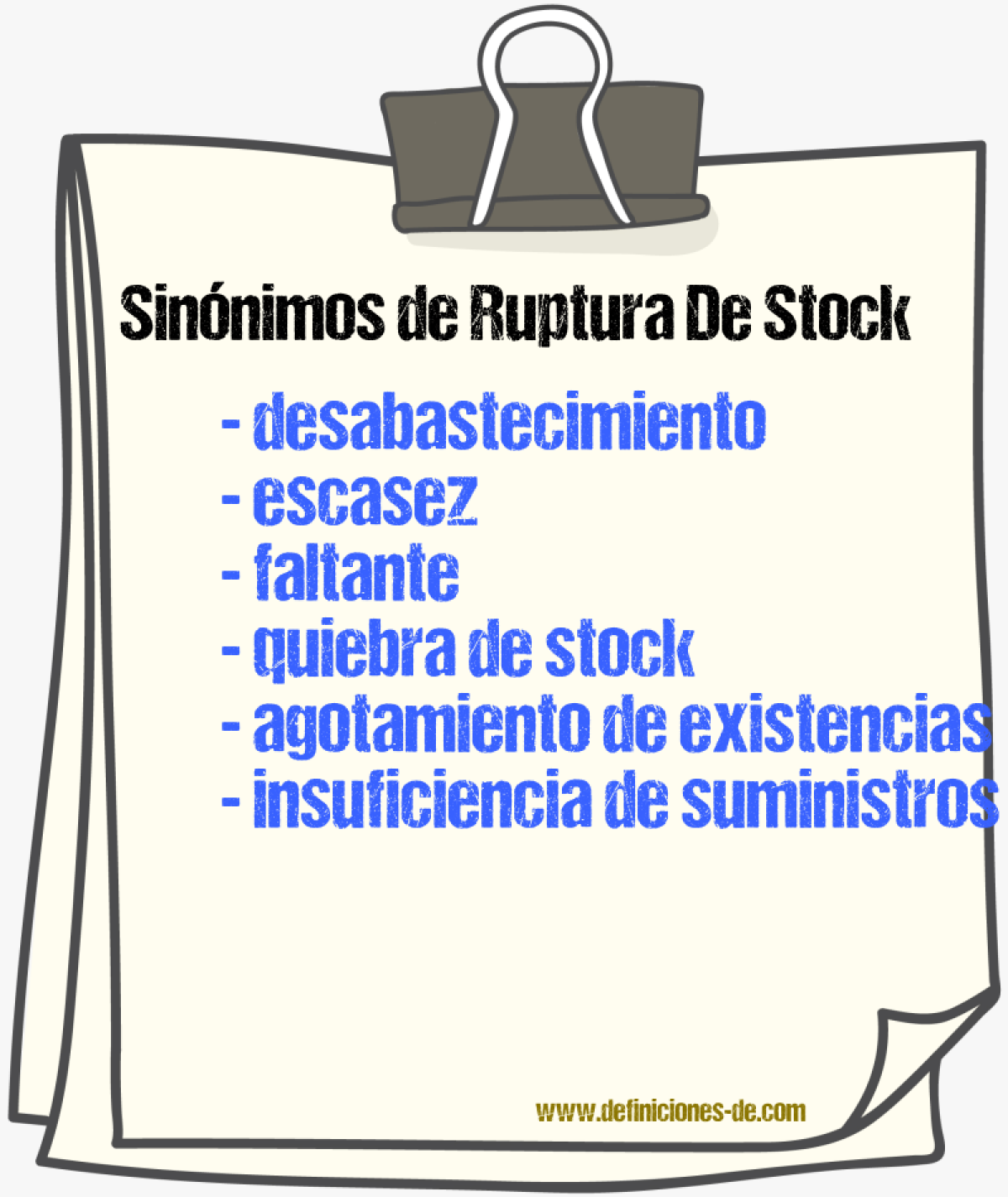 Sinónimos de ruptura de stock