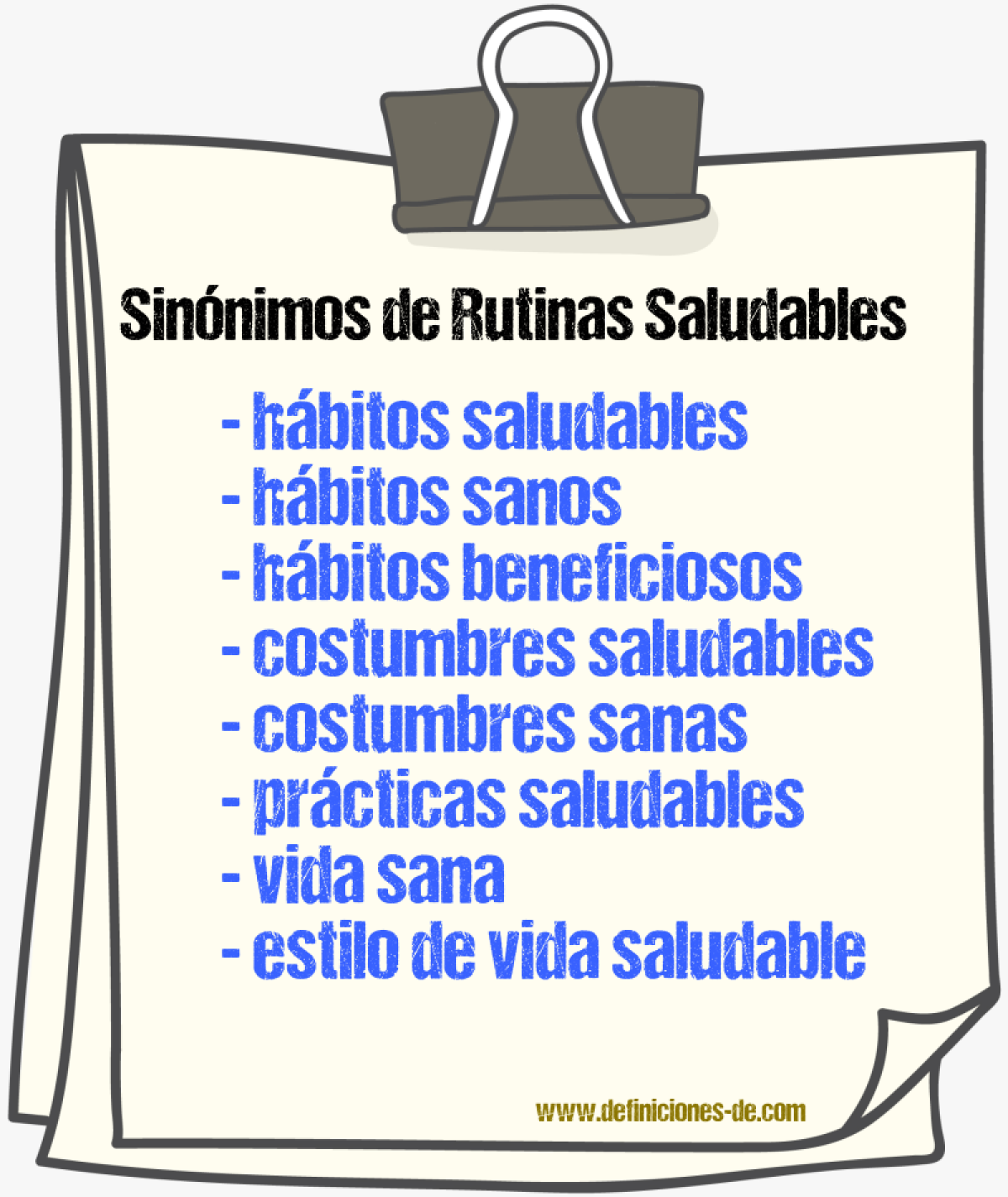 Sinónimos de rutinas saludables