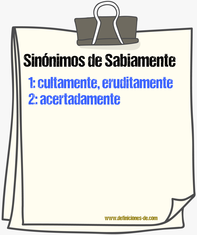 Sinnimos de sabiamente