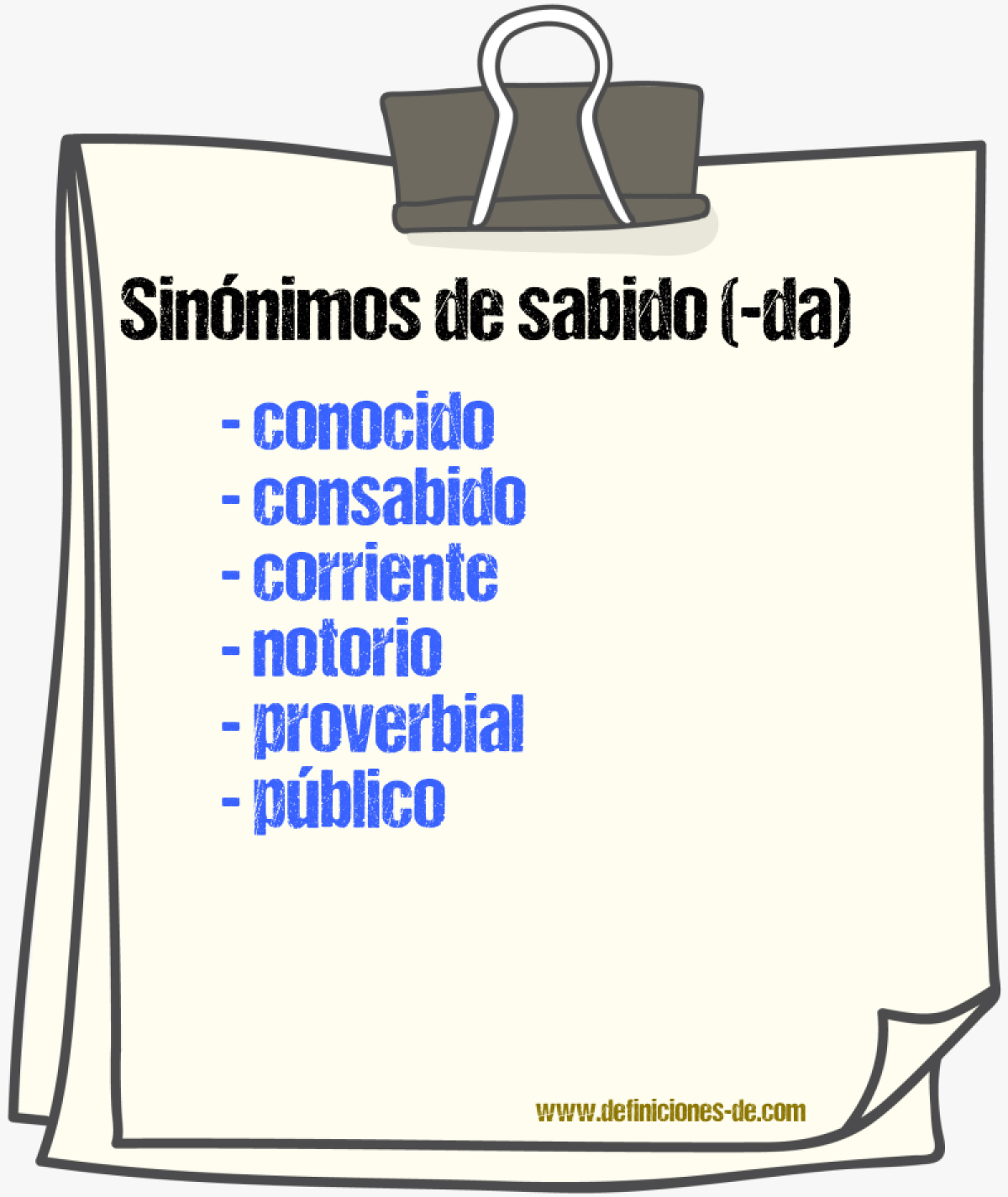 Sinnimos de sabido