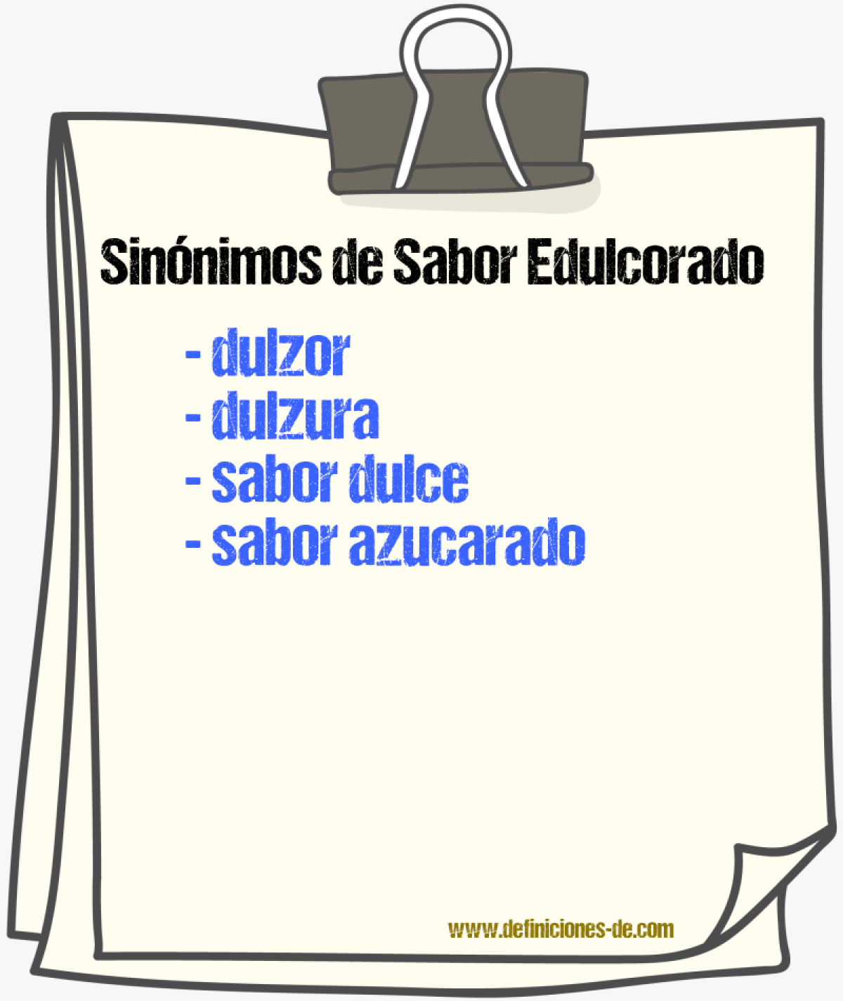 Sinónimos de sabor edulcorado