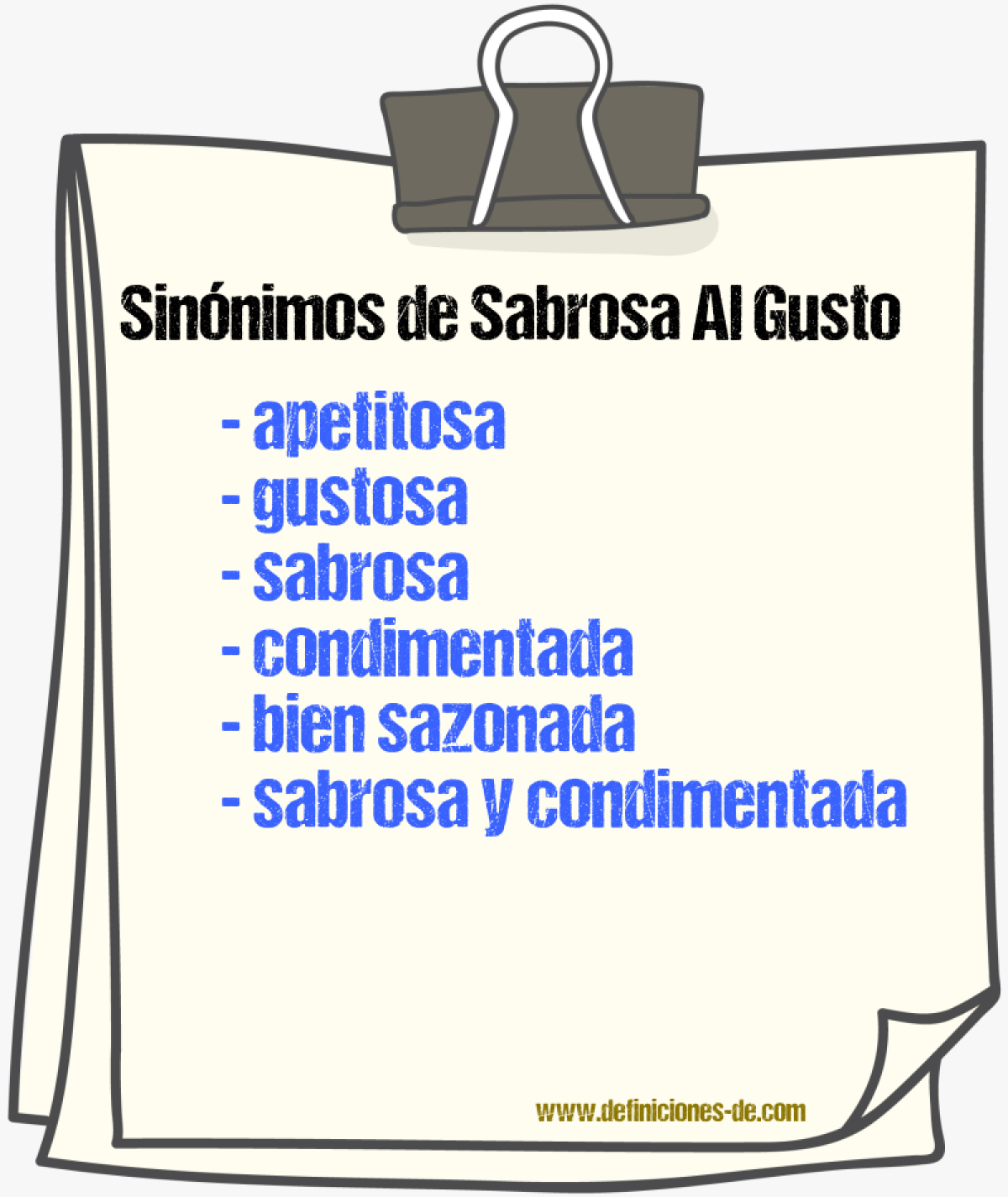 Sinónimos de sabrosa al gusto