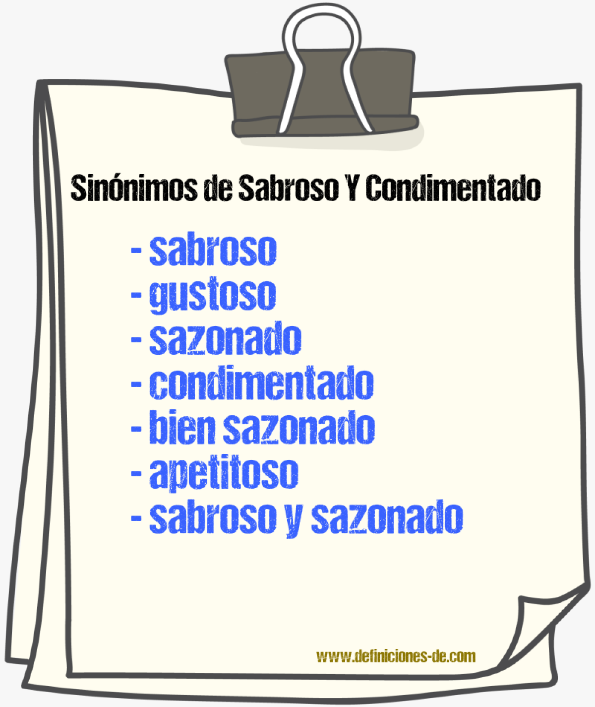 Sinónimos de sabroso y condimentado