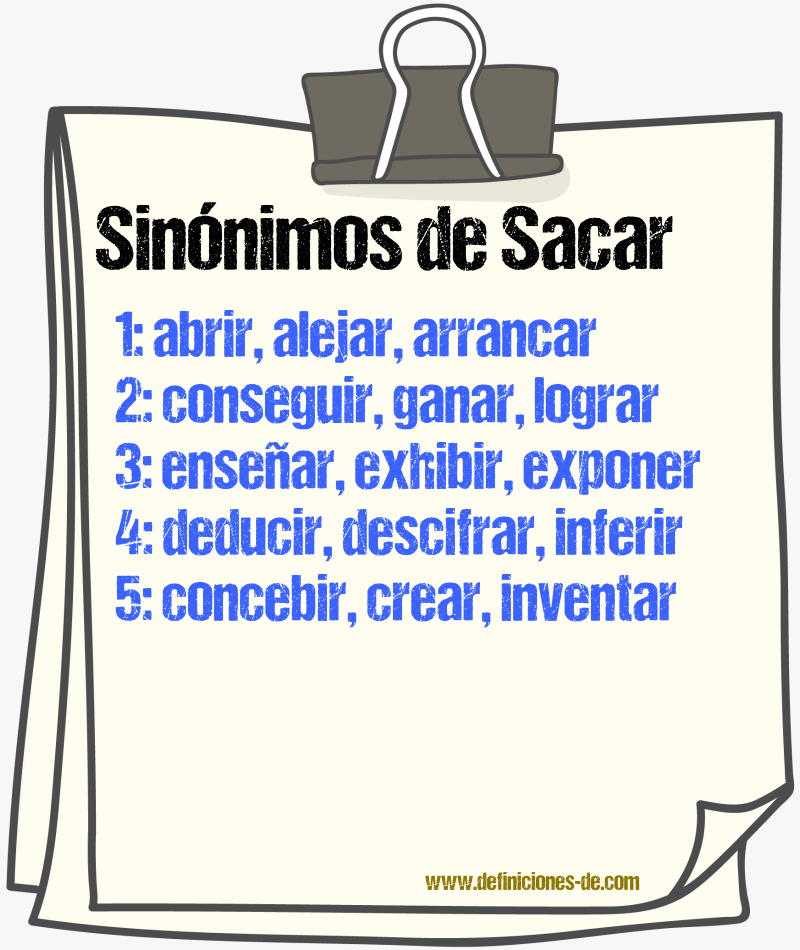 Sinnimos de sacar