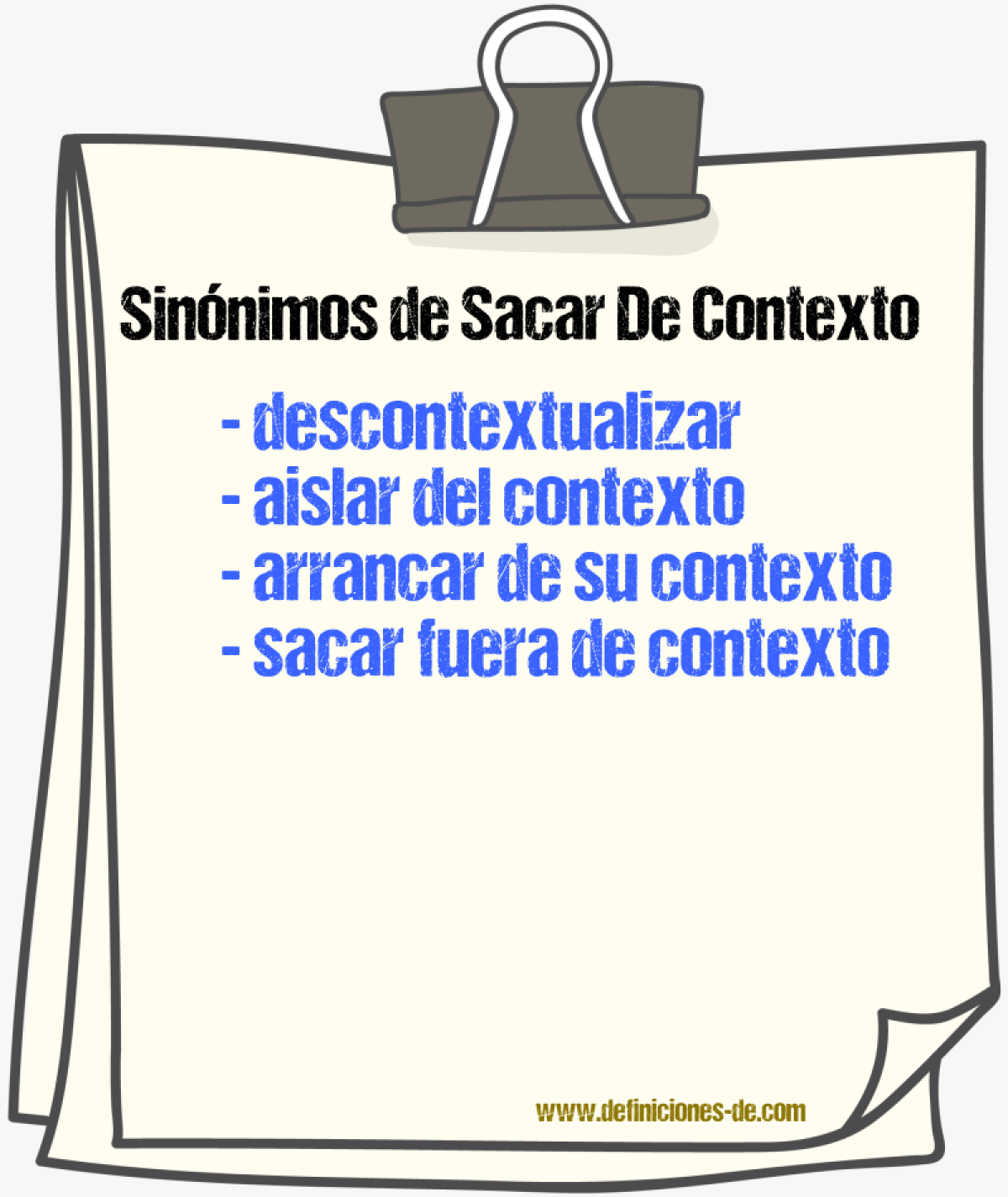 Sinónimos de sacar de contexto
