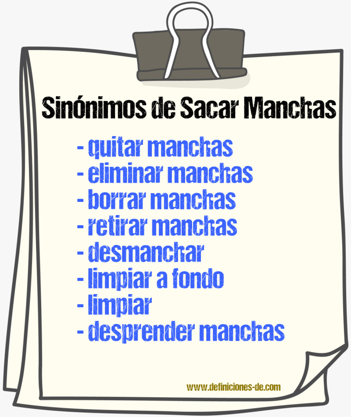 Sinónimos de sacar manchas