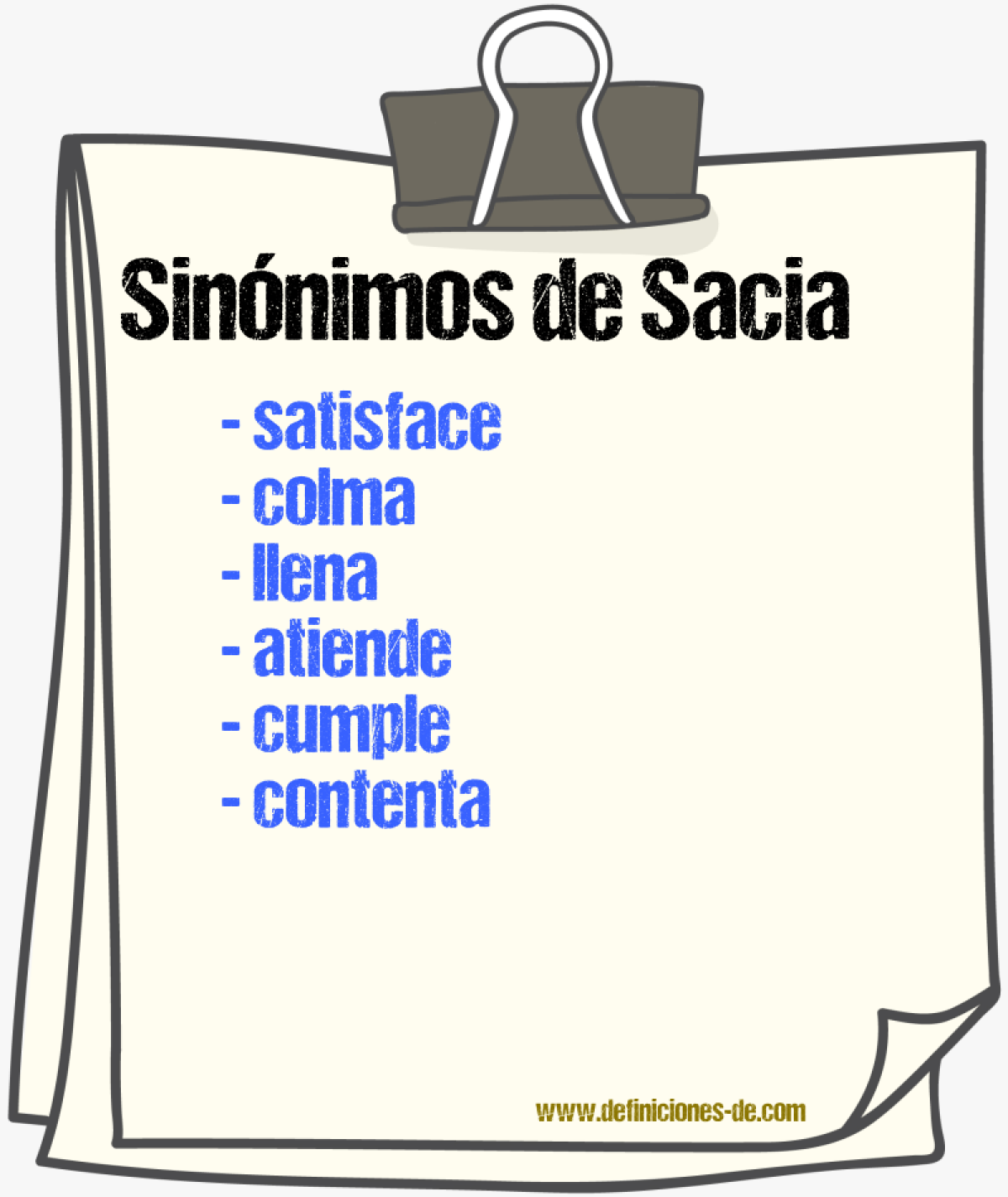 Sinónimos de sacia