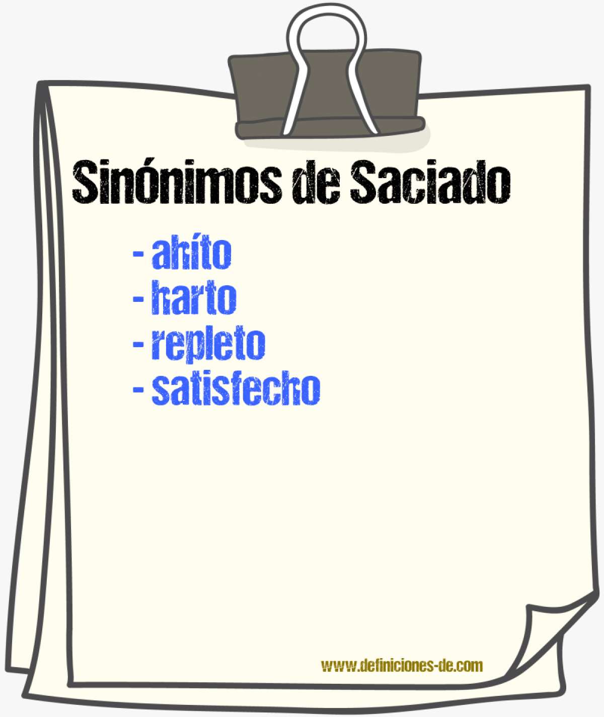 Sinnimos de saciado