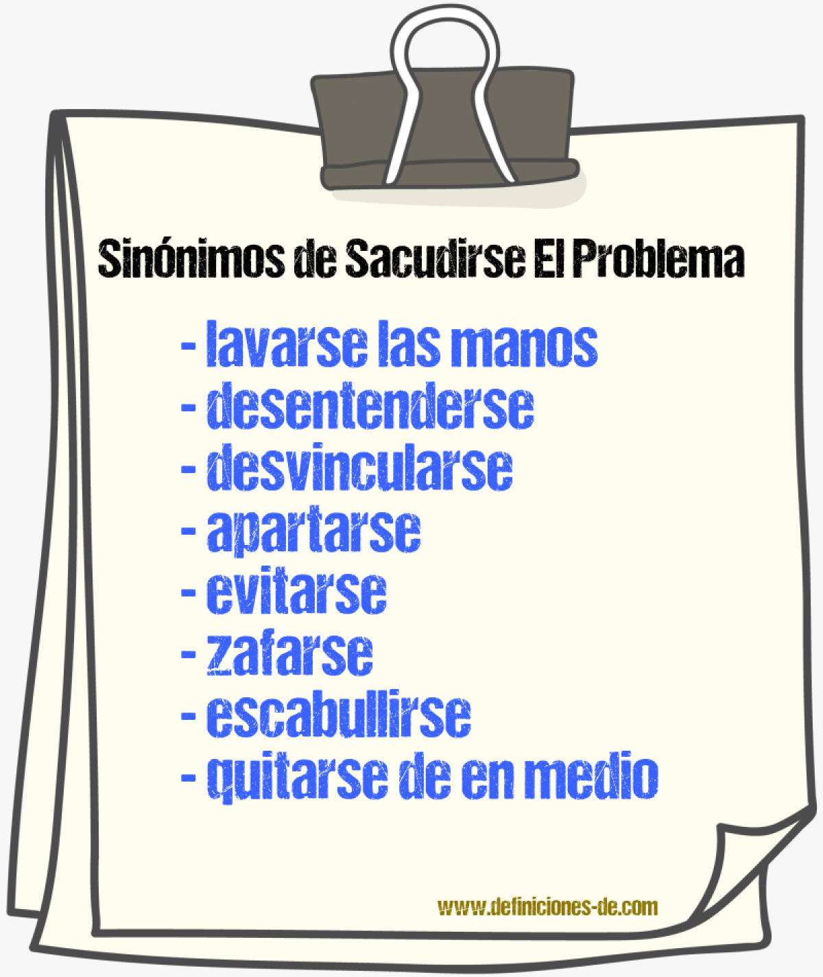 Sinónimos de sacudirse el problema
