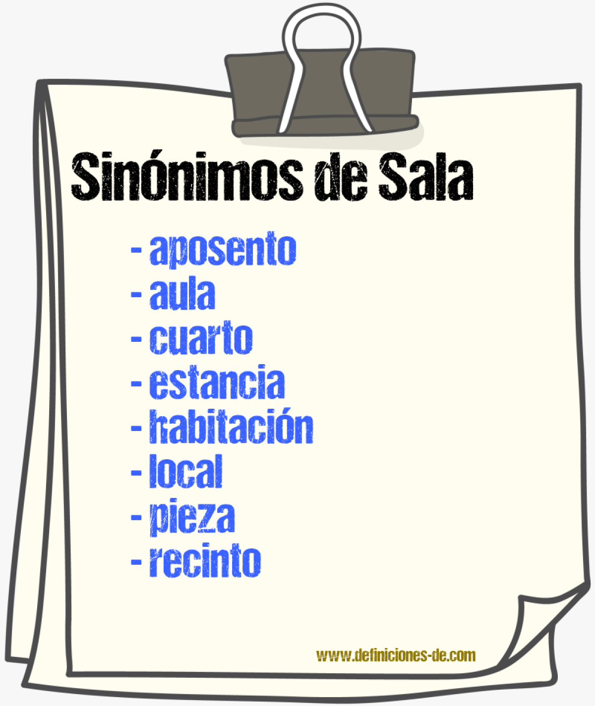 Sinnimos de sala