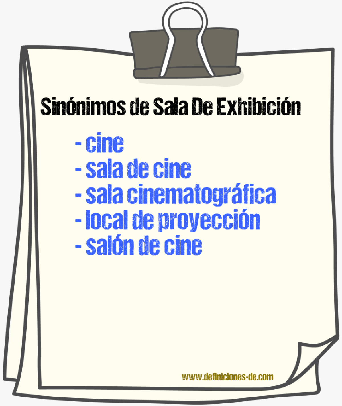 Sinónimos de sala de exhibición