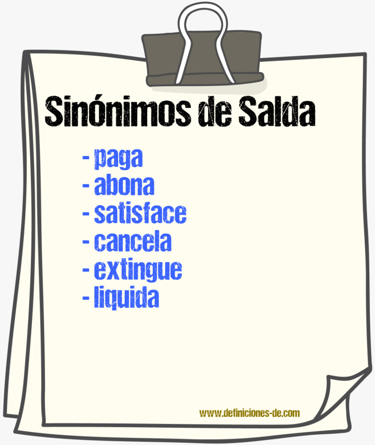 Sinónimos de salda