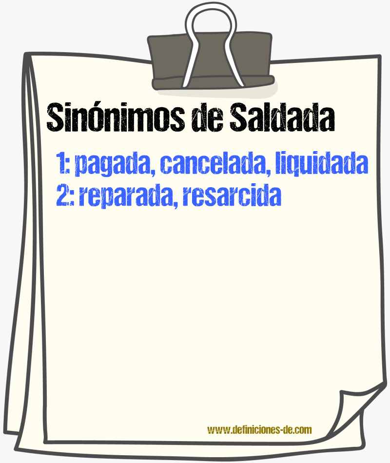 Sinónimos de saldada