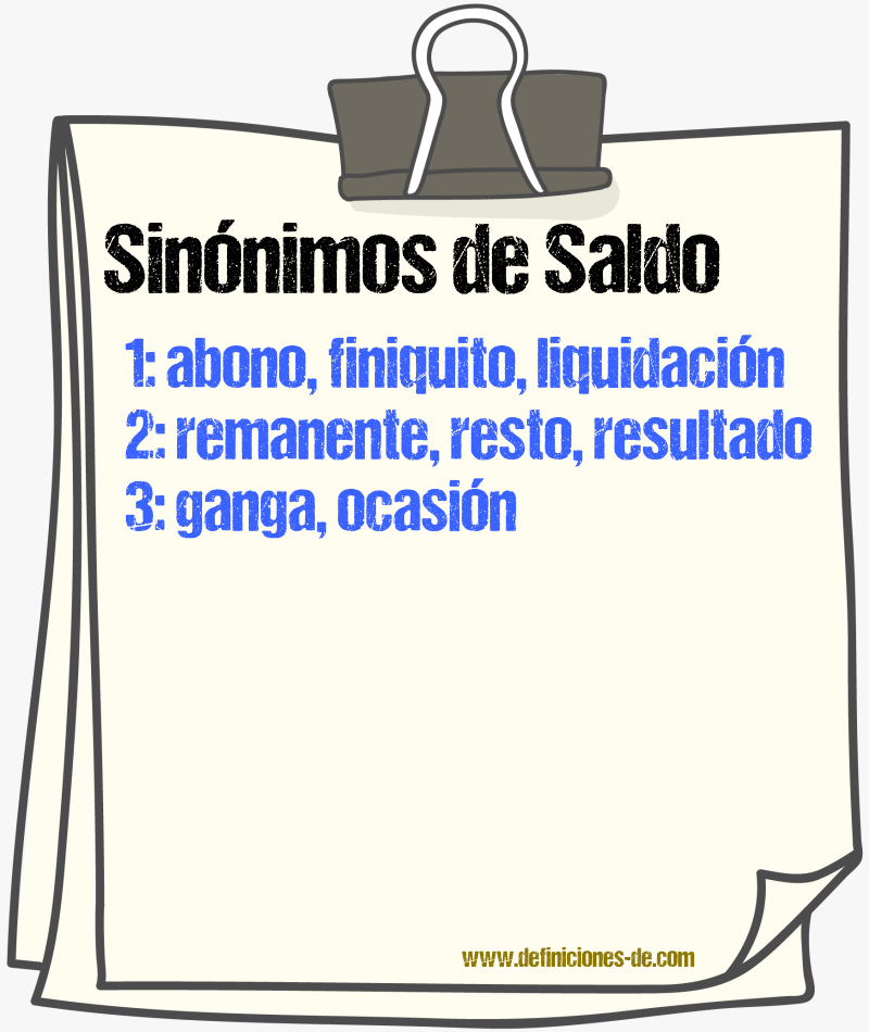 Sinnimos de saldo