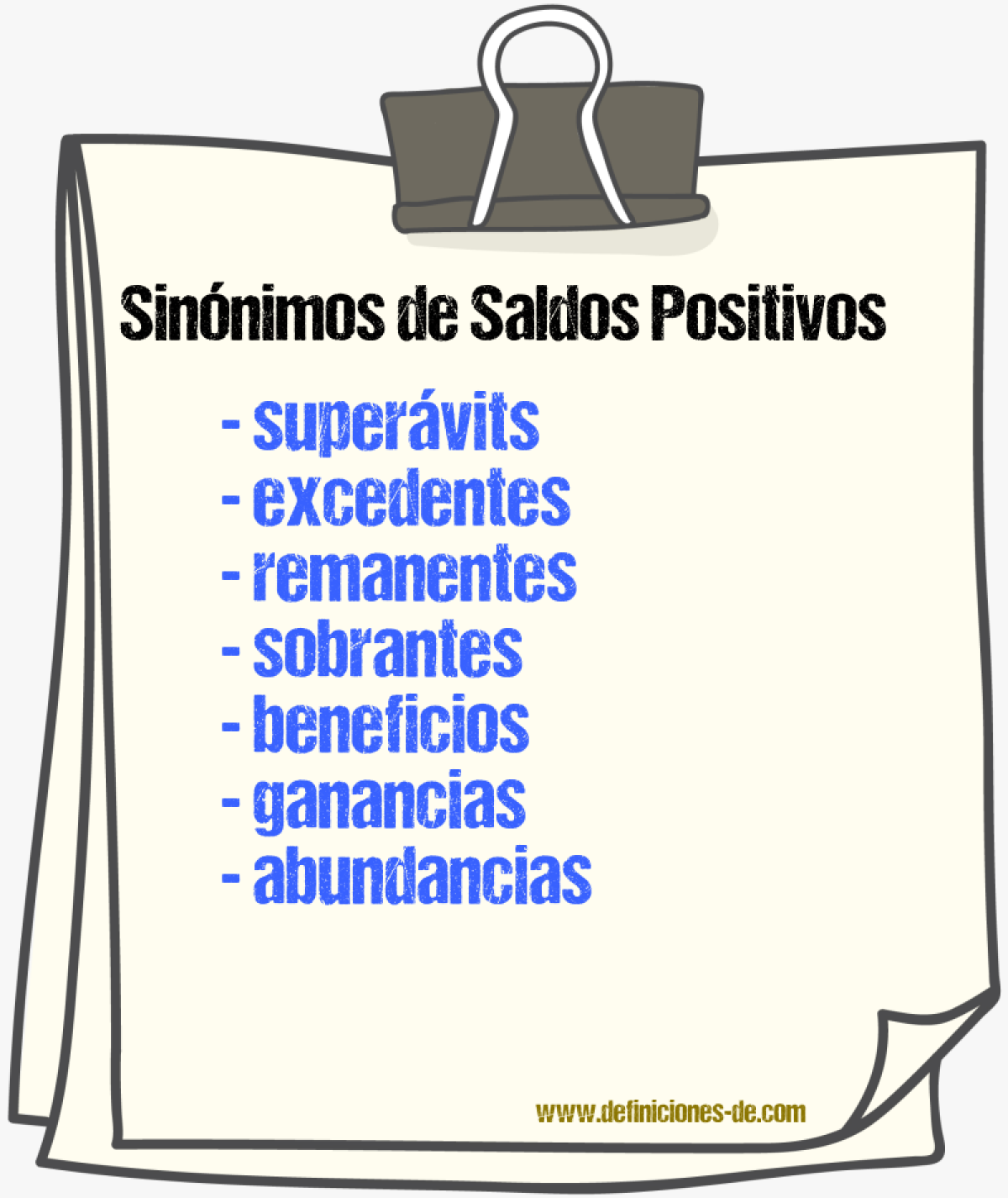 Sinónimos de saldos positivos