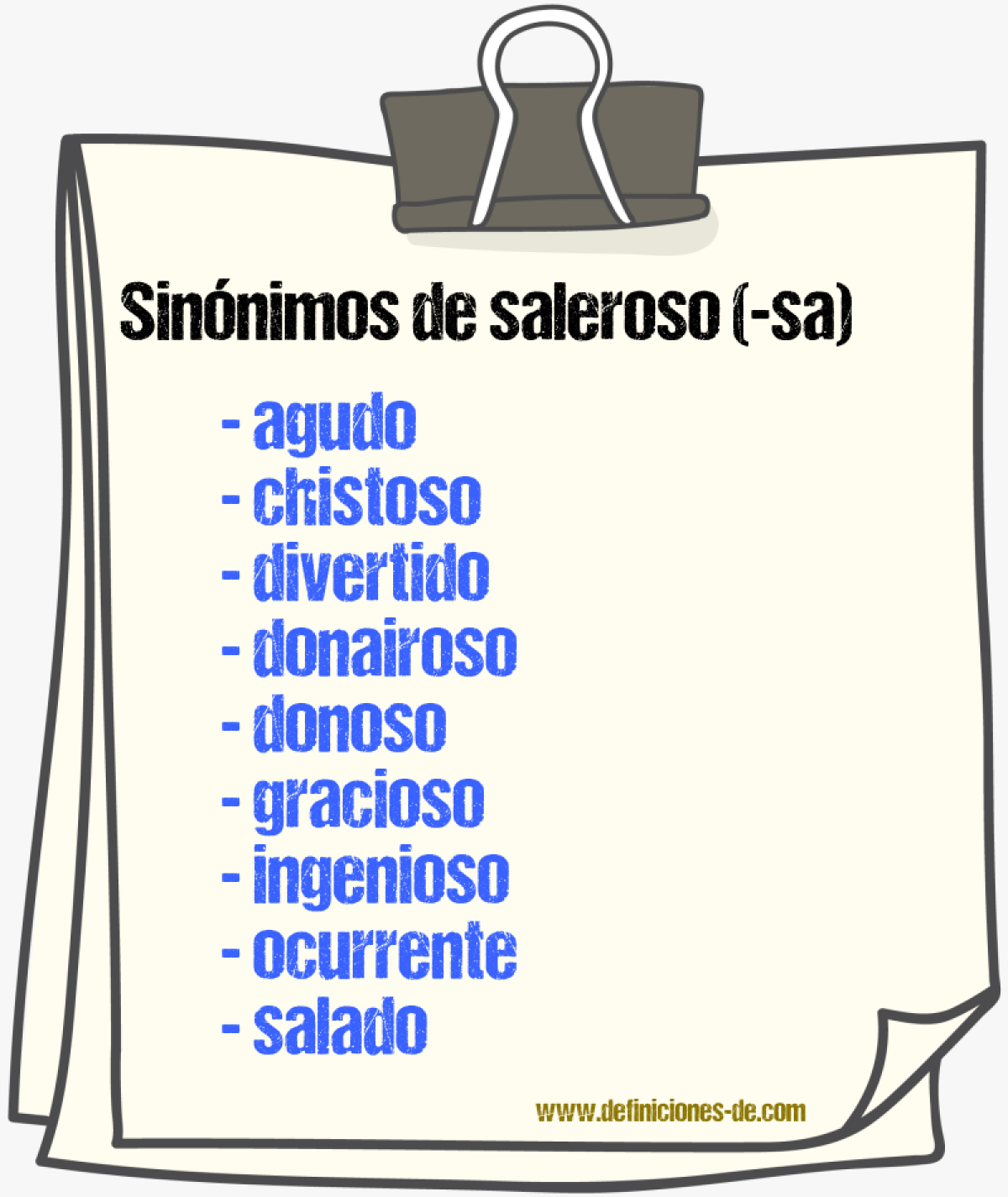 Sinnimos de saleroso