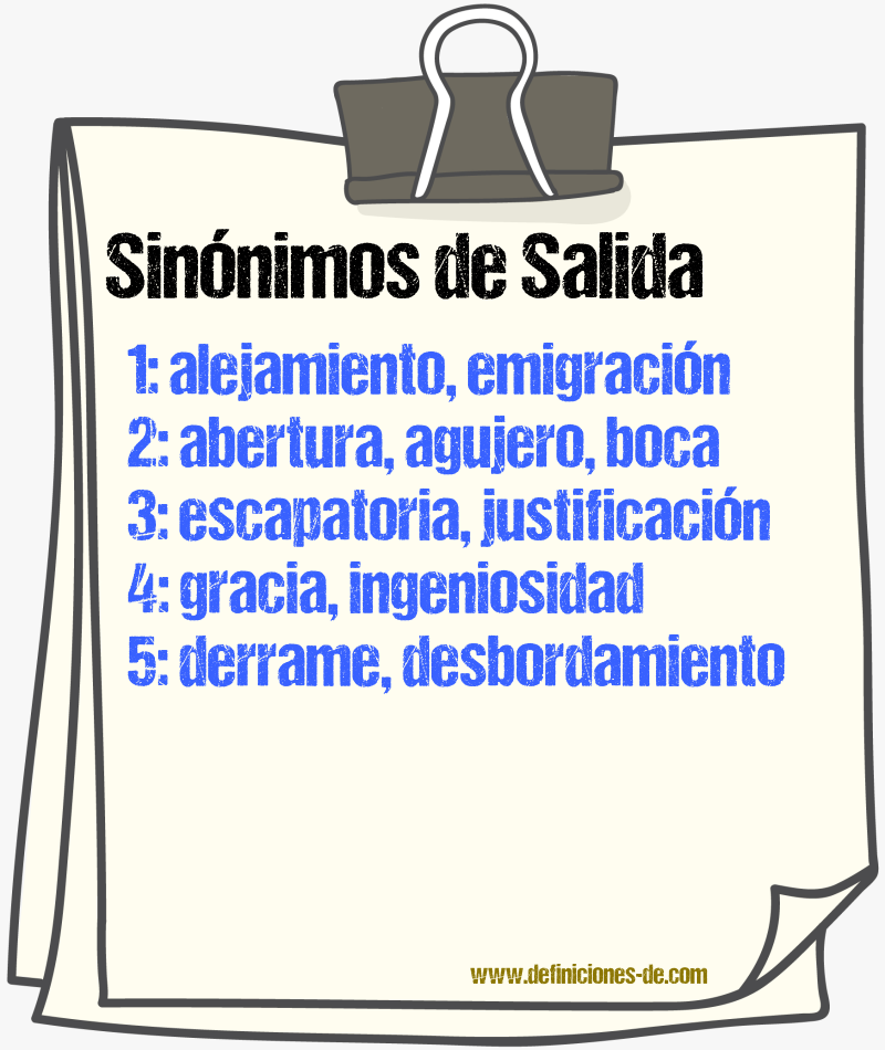 Sinnimos de salida