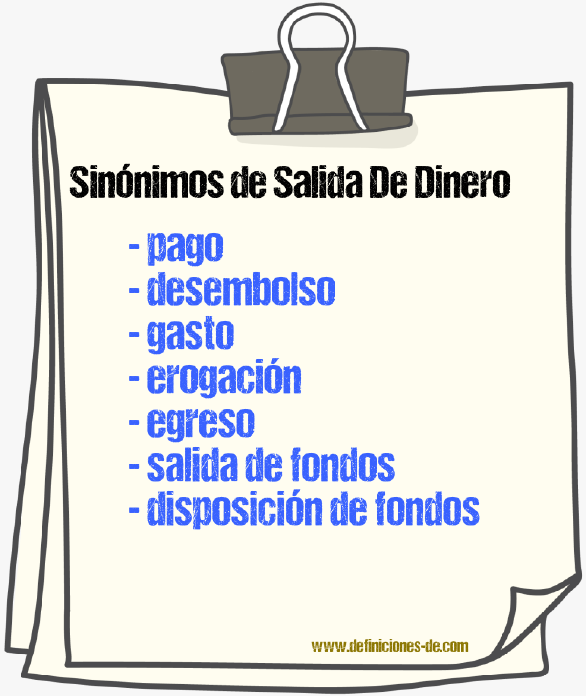 Sinónimos de salida de dinero