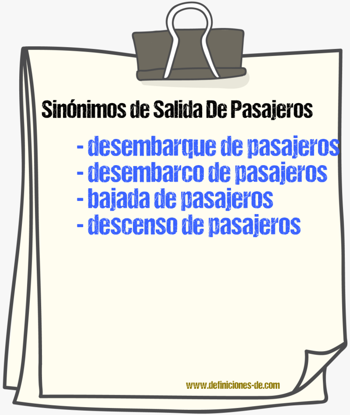 Sinónimos de salida de pasajeros