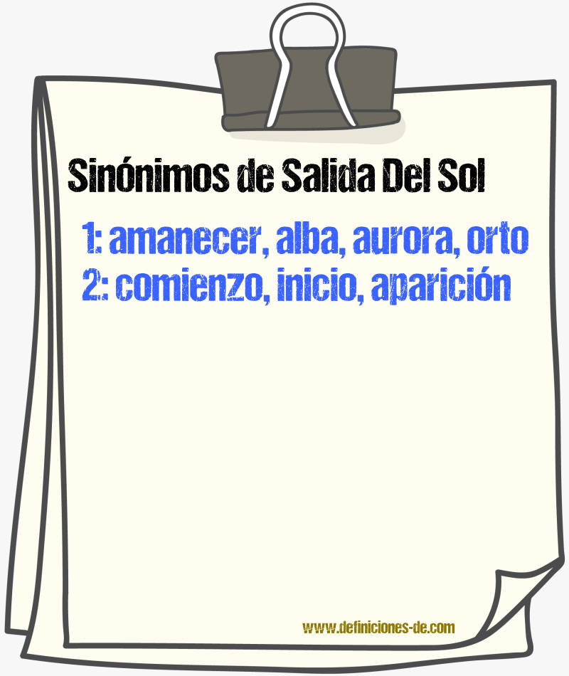 Sinónimos de salida del sol