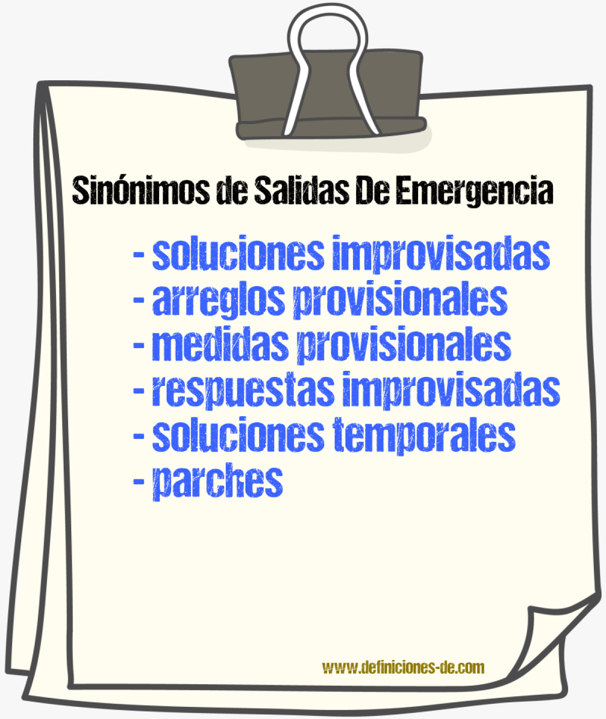 Sinónimos de salidas de emergencia