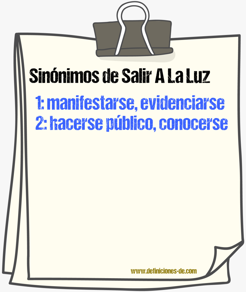 Sinónimos de salir a la luz