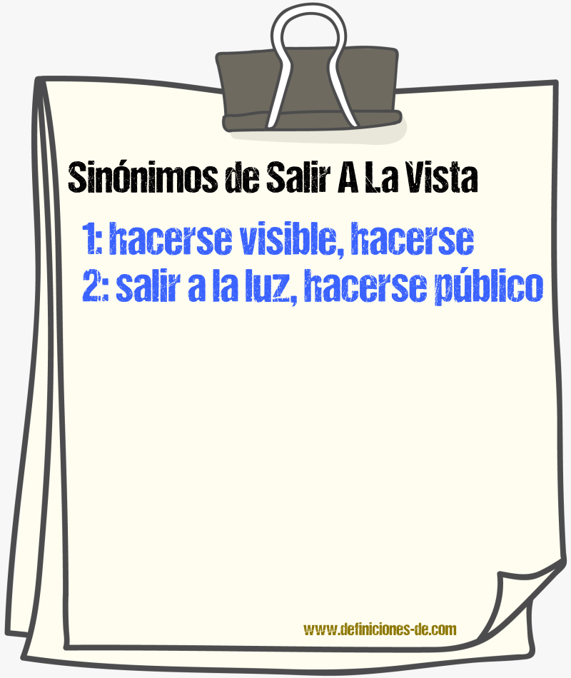 Sinónimos de salir a la vista