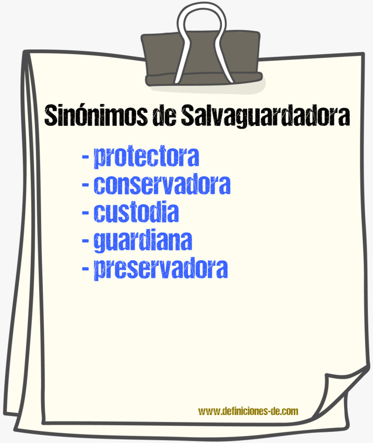 Sinónimos de salvaguardadora