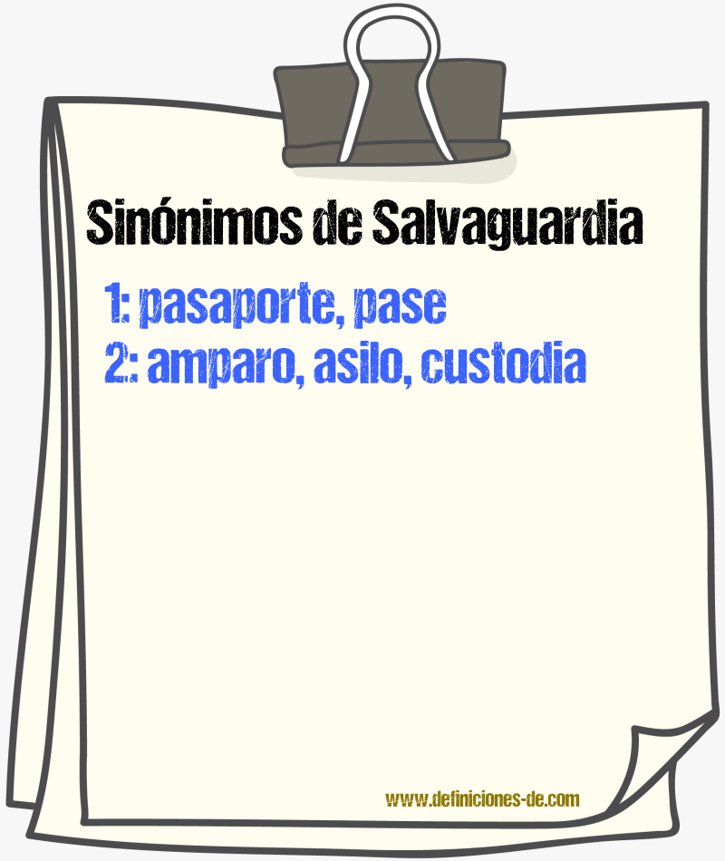 Sinnimos de salvaguardia