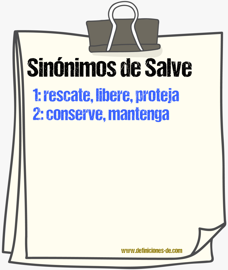 Sinónimos de salve