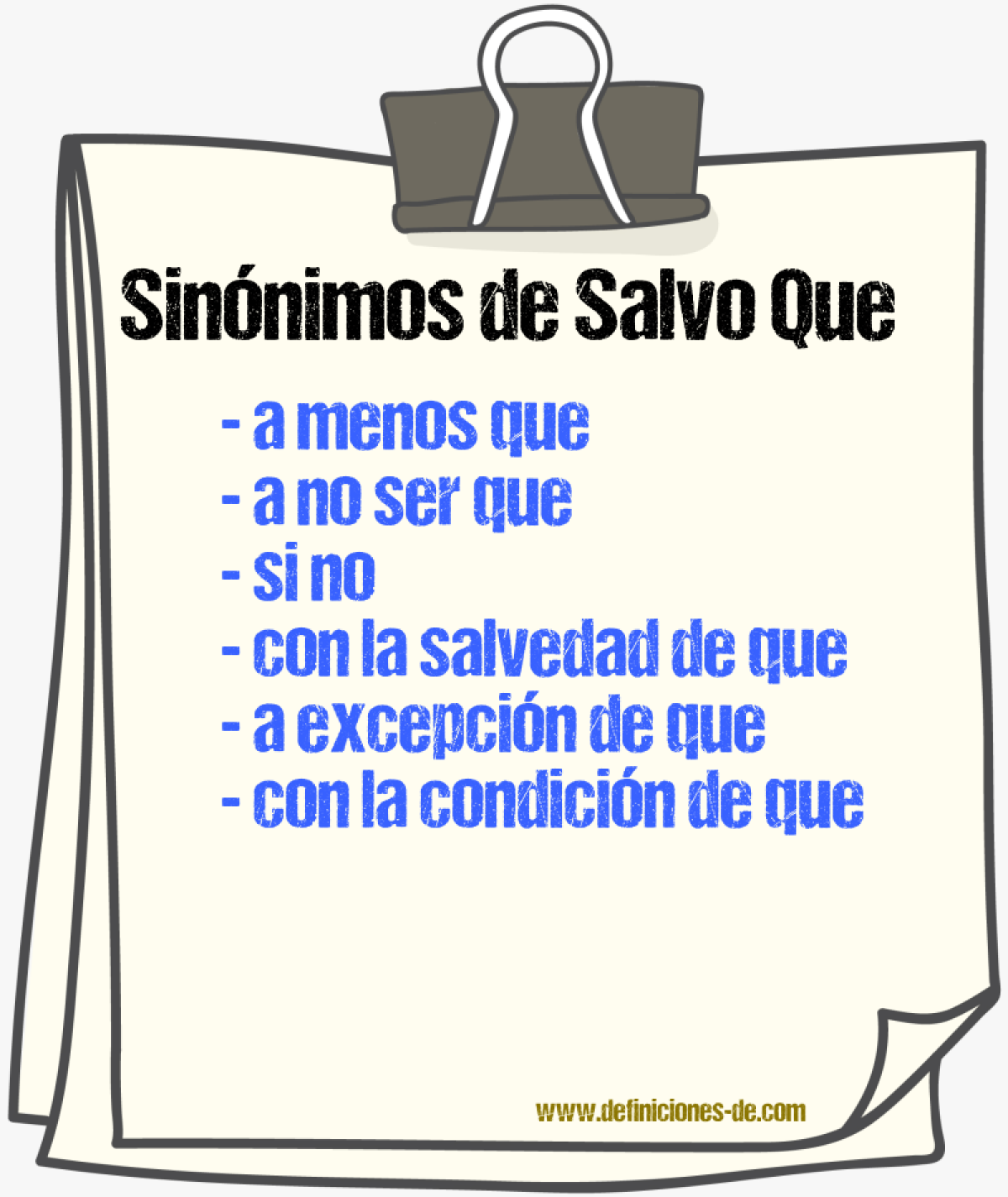 Sinónimos de salvo que