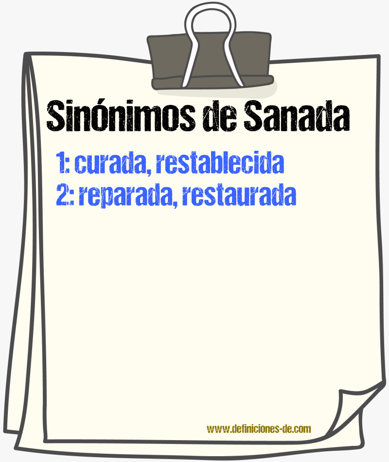Sinónimos de sanada