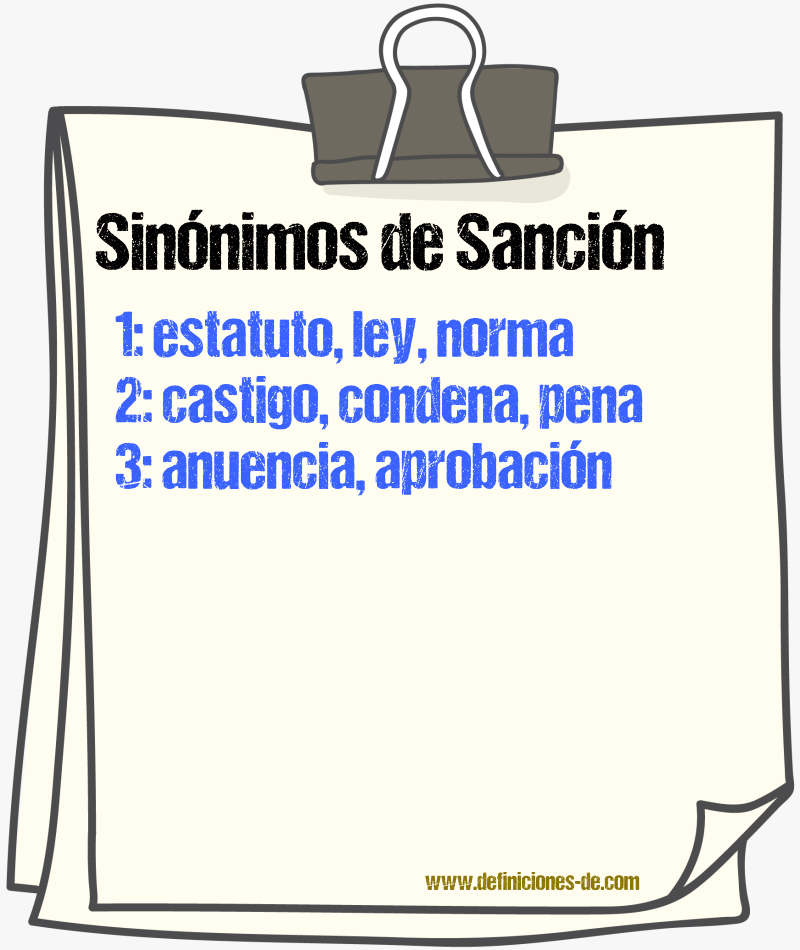 Sinnimos de sancin