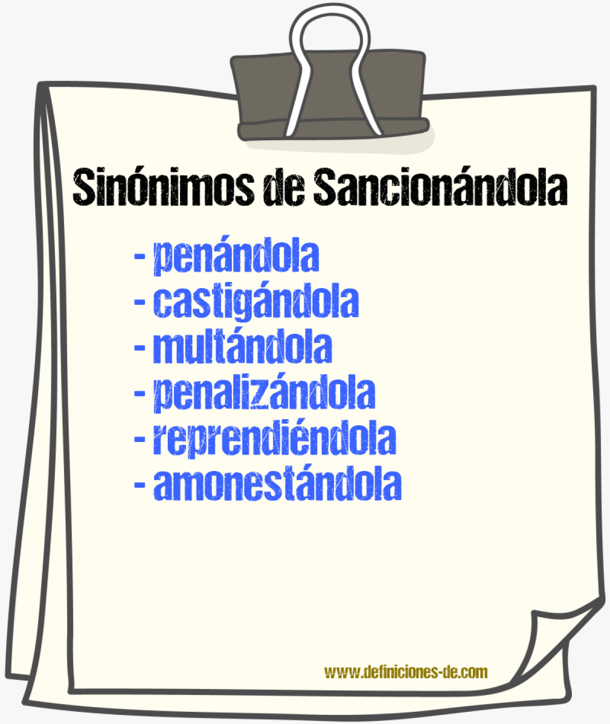 Sinónimos de sancionándola