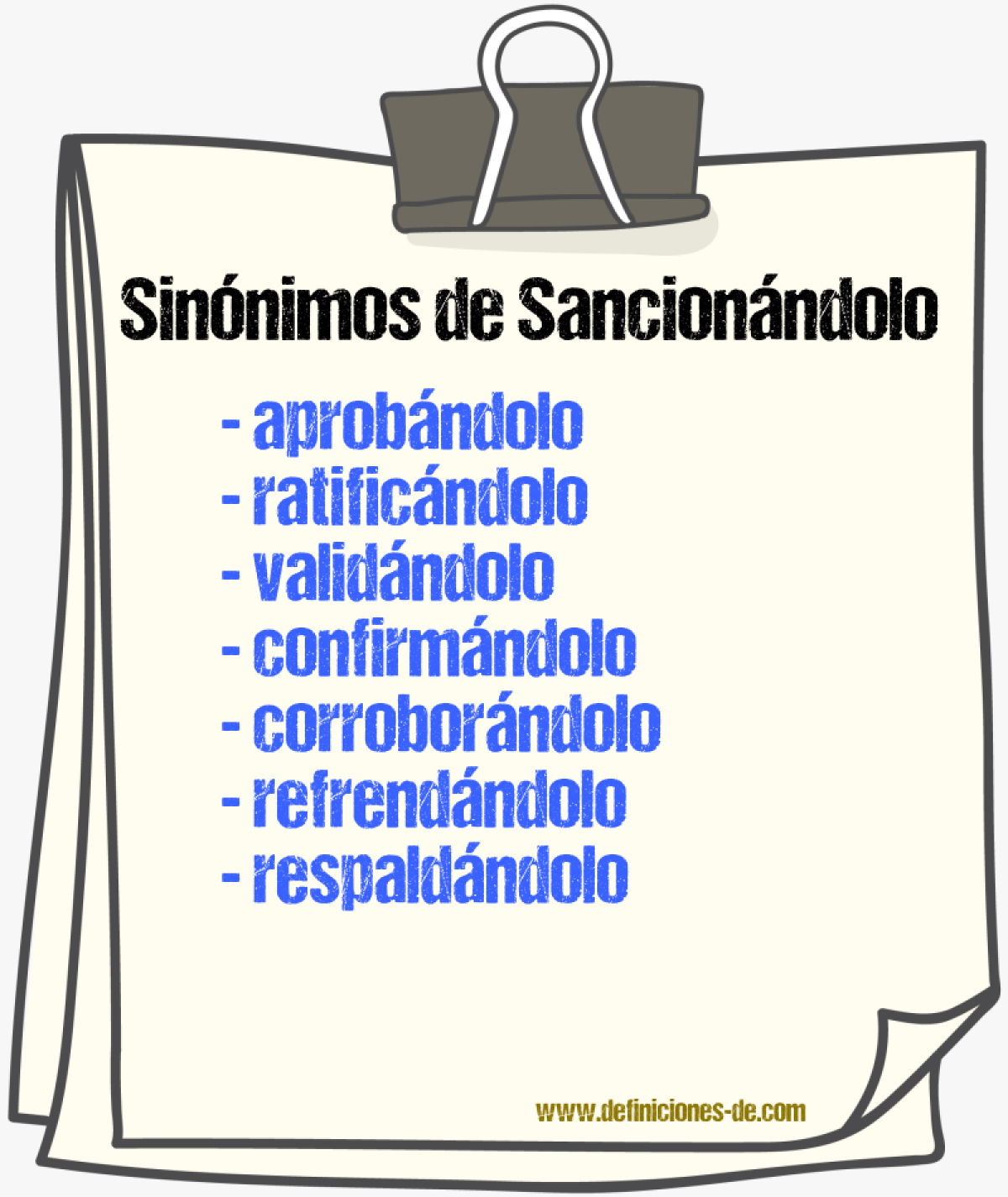 Sinónimos de sancionándolo
