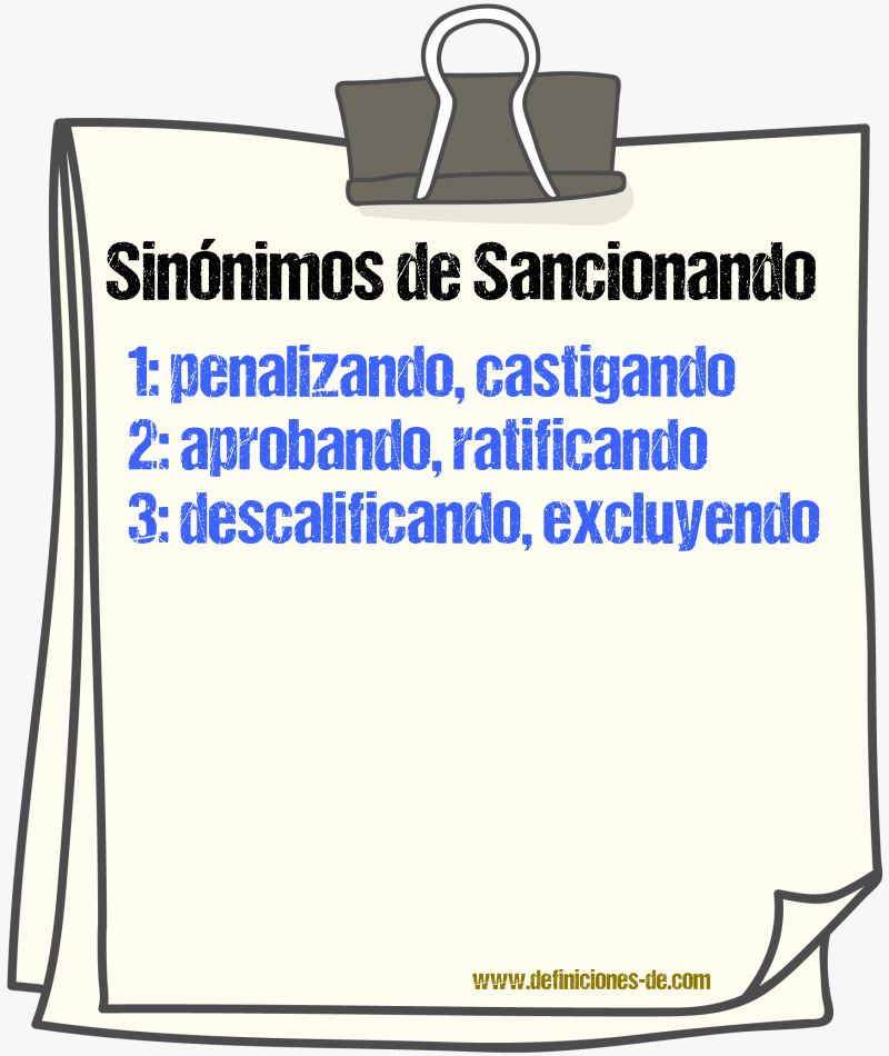 Sinónimos de sancionando