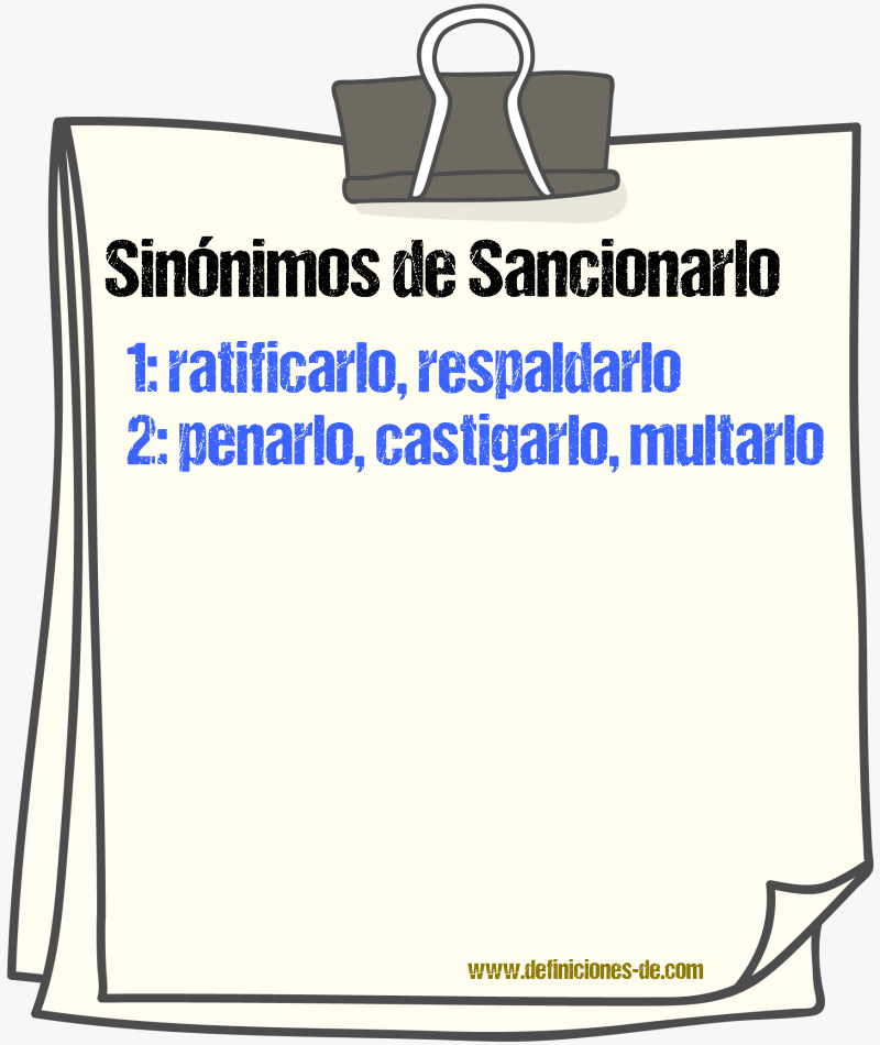 Sinónimos de sancionarlo