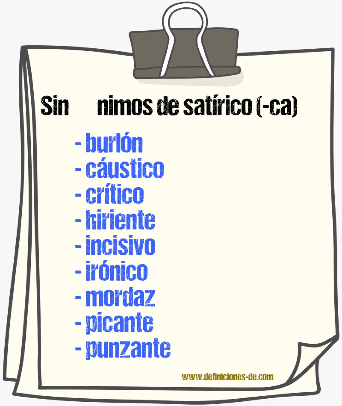 Sinnimos de satrico