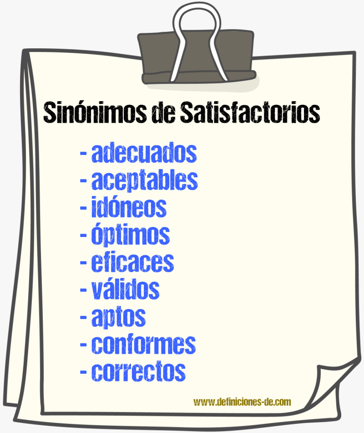 Sinónimos de satisfactorios