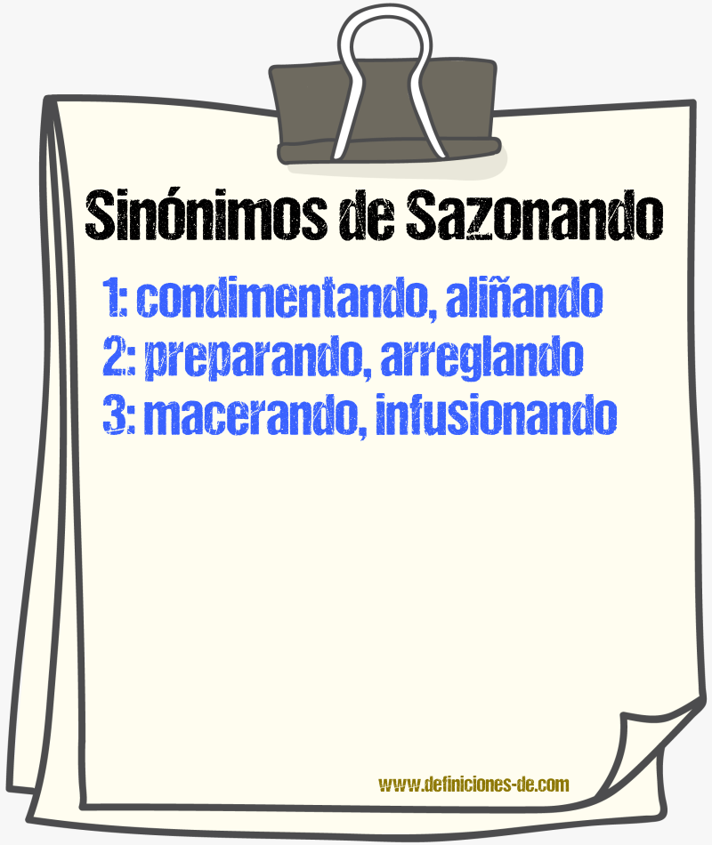 Sinónimos de sazonando
