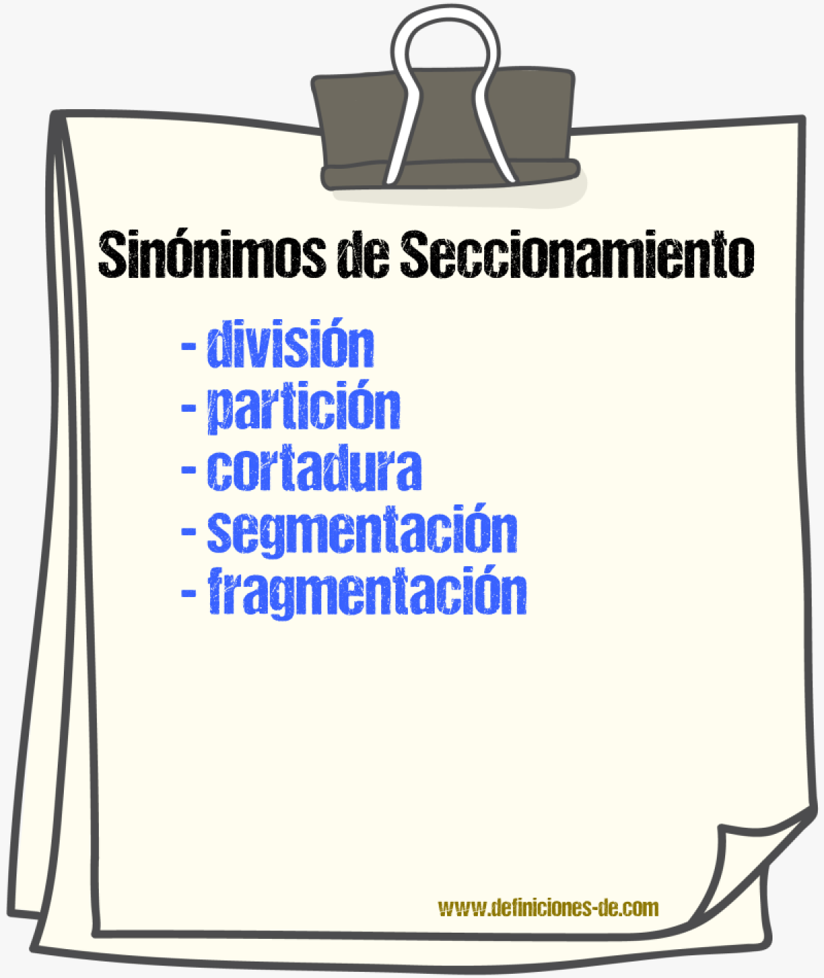 Sinnimos de seccionamiento