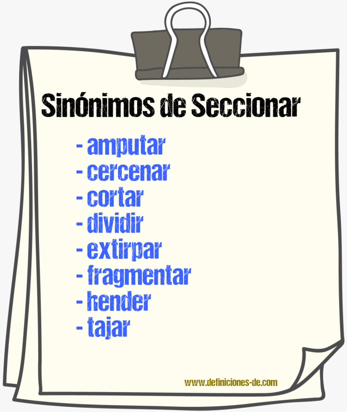 Sinnimos de seccionar