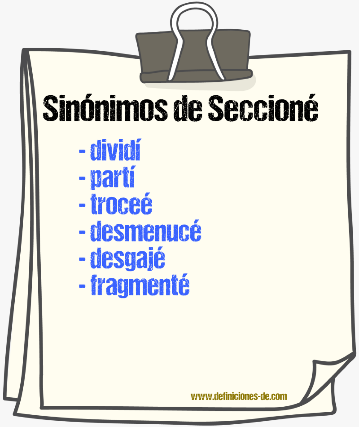 Sinónimos de seccioné