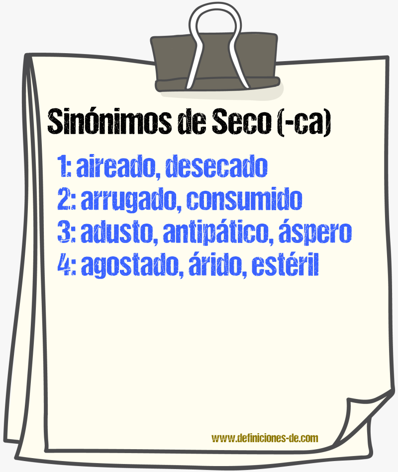 Sinnimos de seco