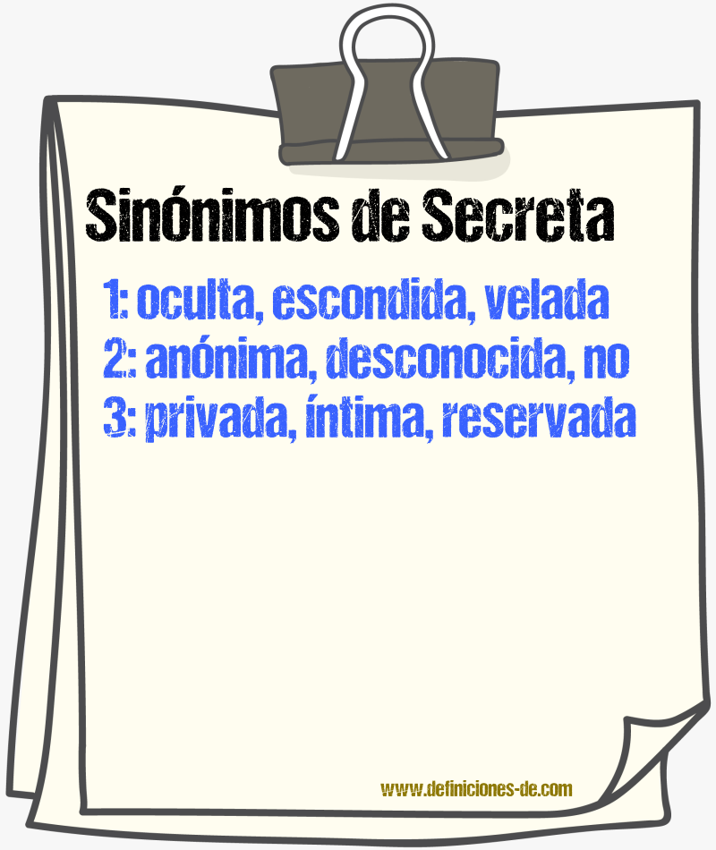 Sinónimos de secreta