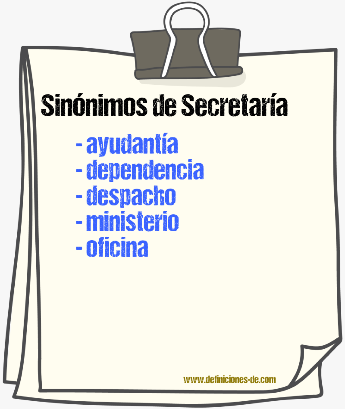 Sinónimos de secretaría