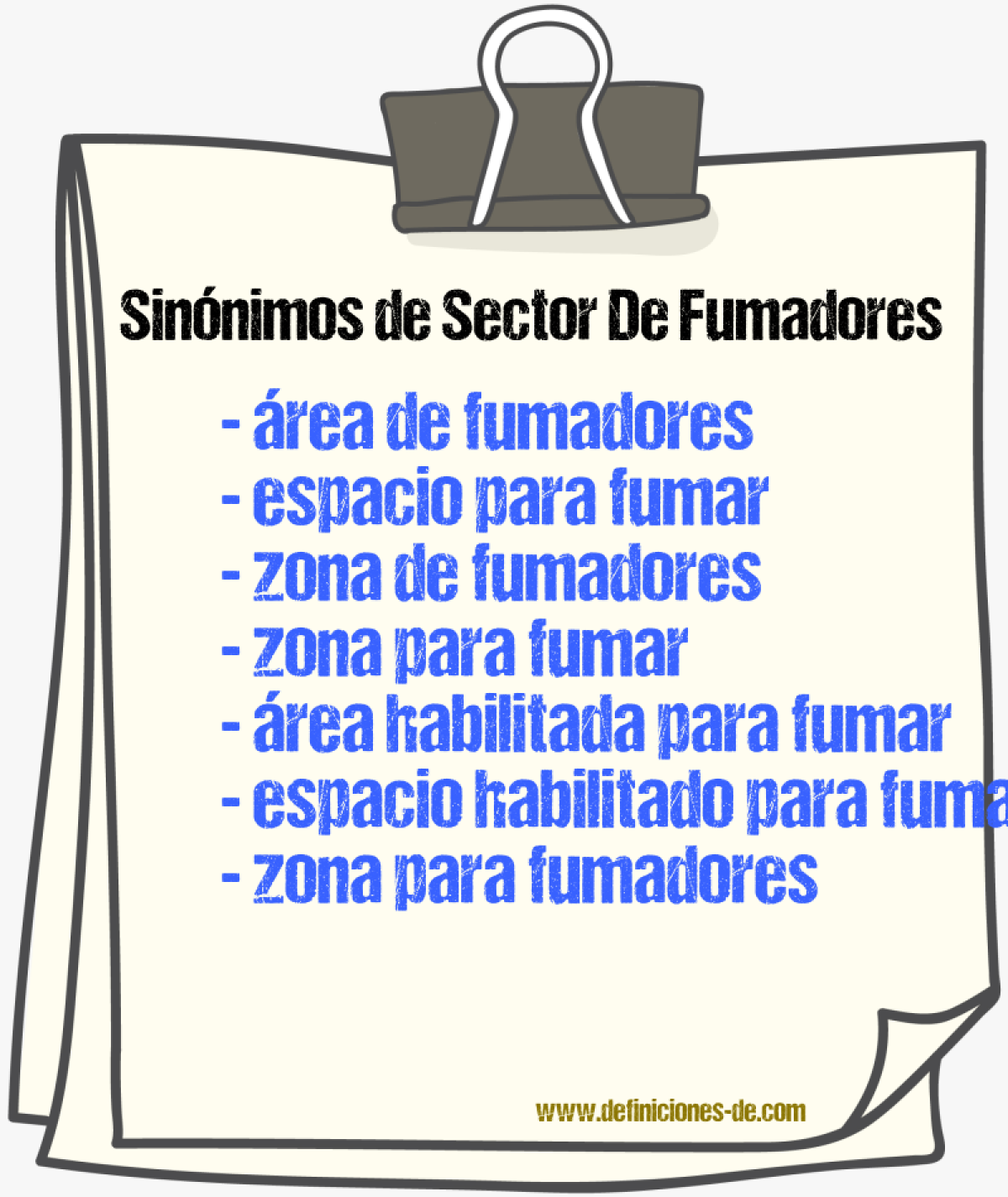 Sinónimos de sector de fumadores