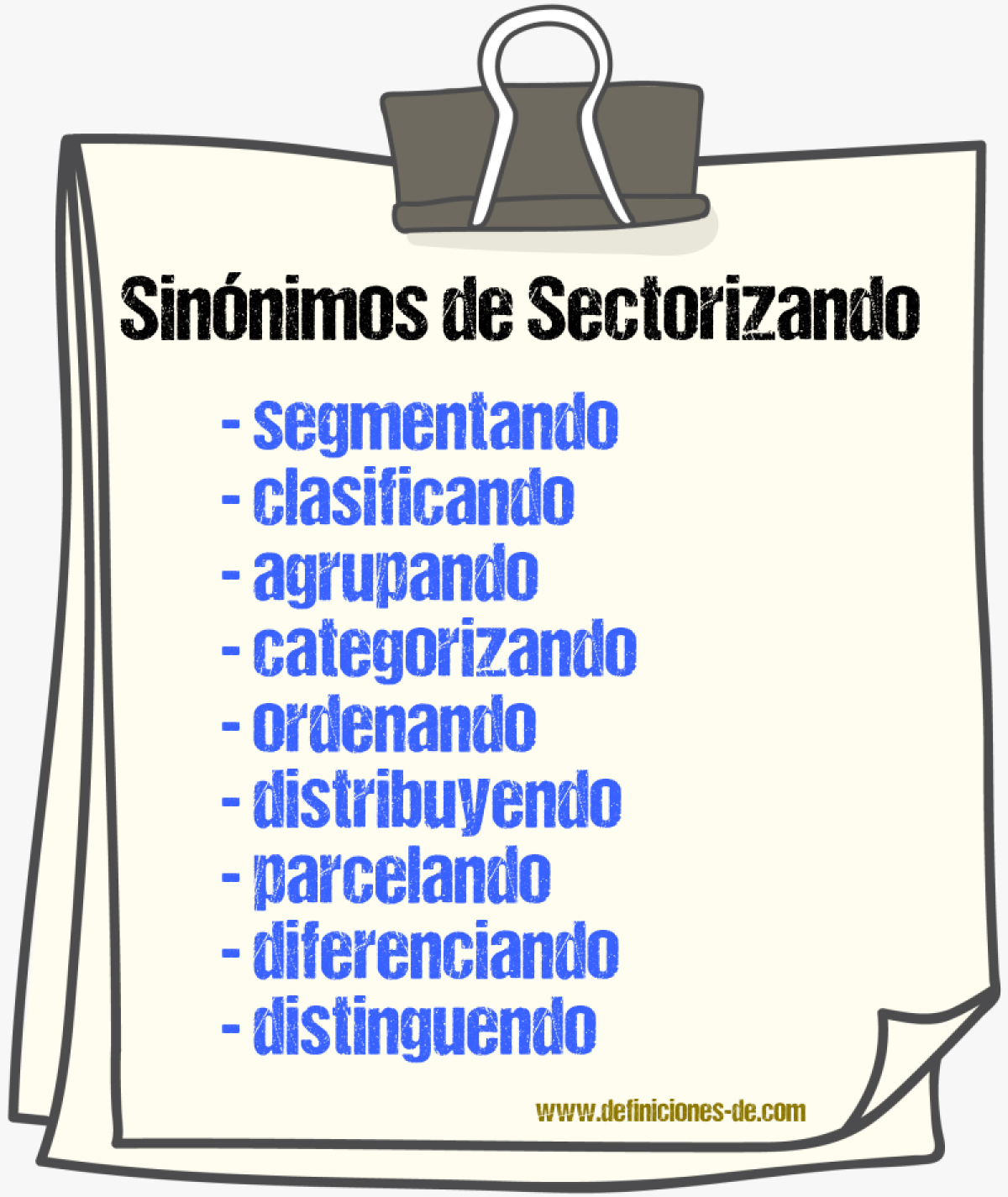 Sinónimos de sectorizando