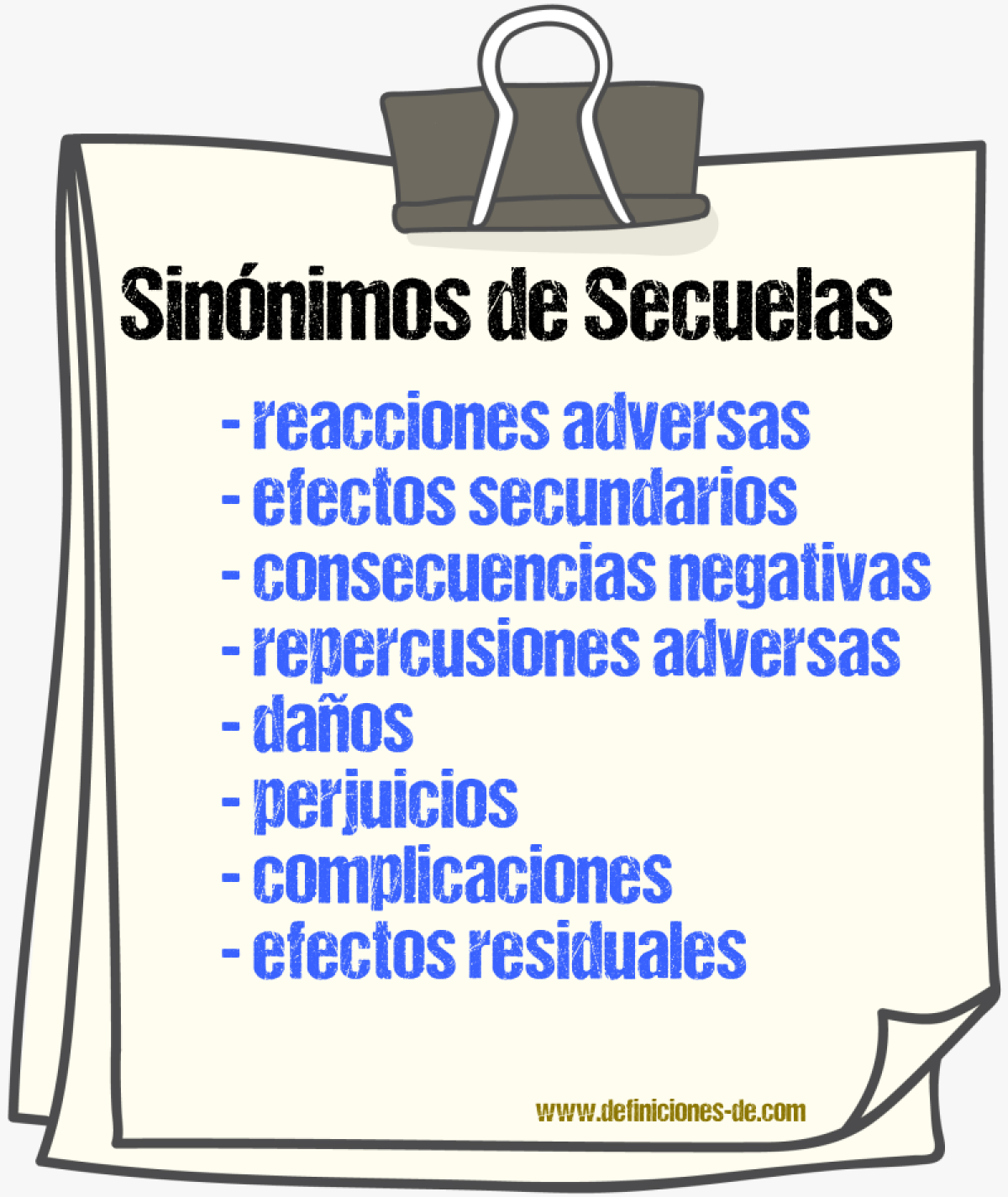 Sinónimos de secuelas